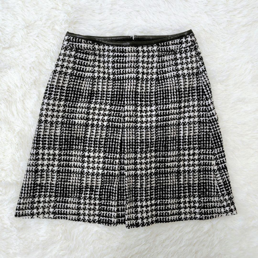 【未使用級】23区 46 大きいサイズ ファンシーツイード台形スカート 24AW