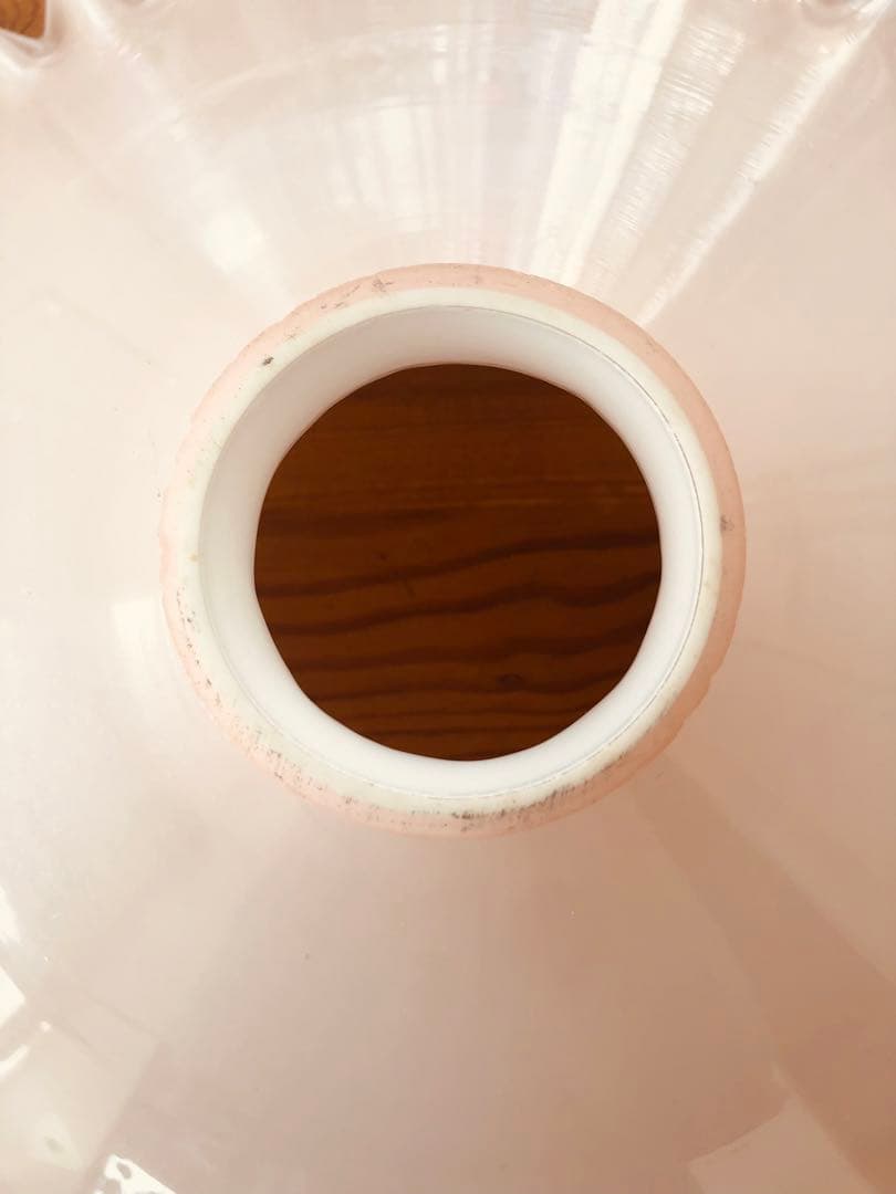 フランス　アンティーク　ミルクガラス　フリルシェード　ランプシェード　ピンク