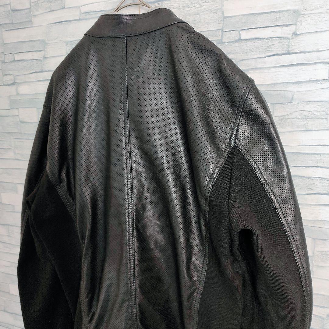 【超希少】DIESEL☆シープスキン　パンチングレザージャケット　M　黒　虎