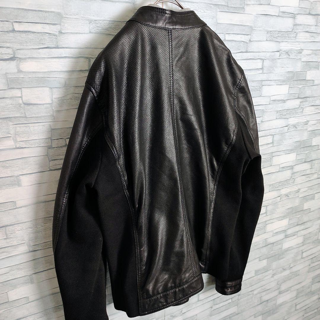 【超希少】DIESEL☆シープスキン　パンチングレザージャケット　M　黒　虎