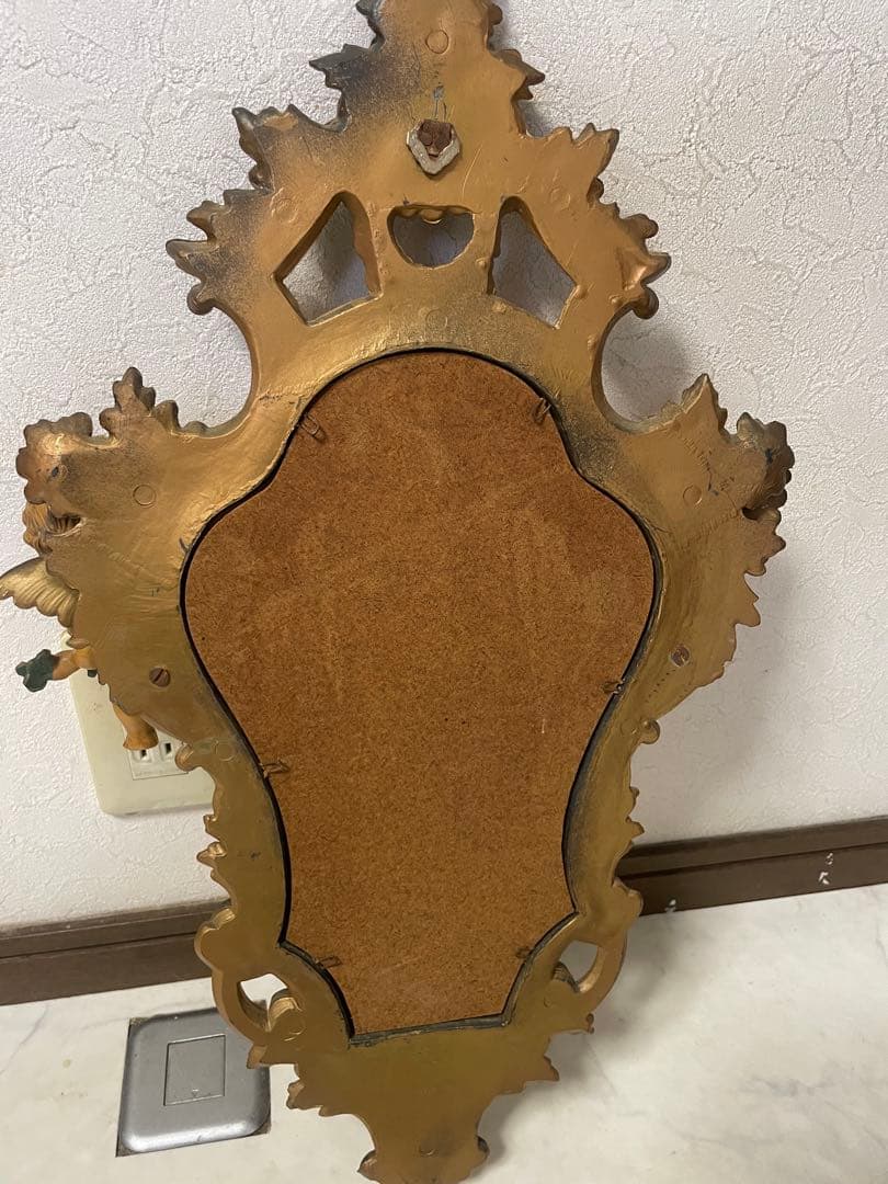 アンティーク鏡　金彩色 イタリア製 エンジェル ヴィンテージ 年代物