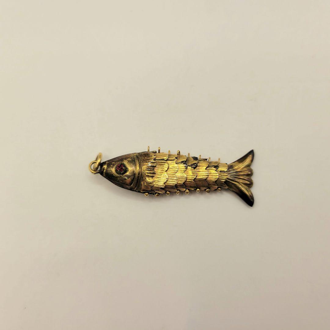 14金 ルビー 魚モチーフ ペンダントトップ ネックレス 14K