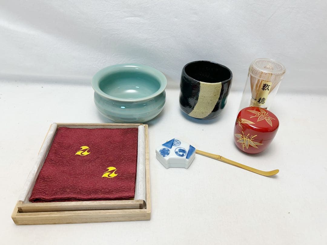 未使用 茶道具 桐 短册箱 茶器揃 八点セット 茶道具一式 持ち運び 元箱