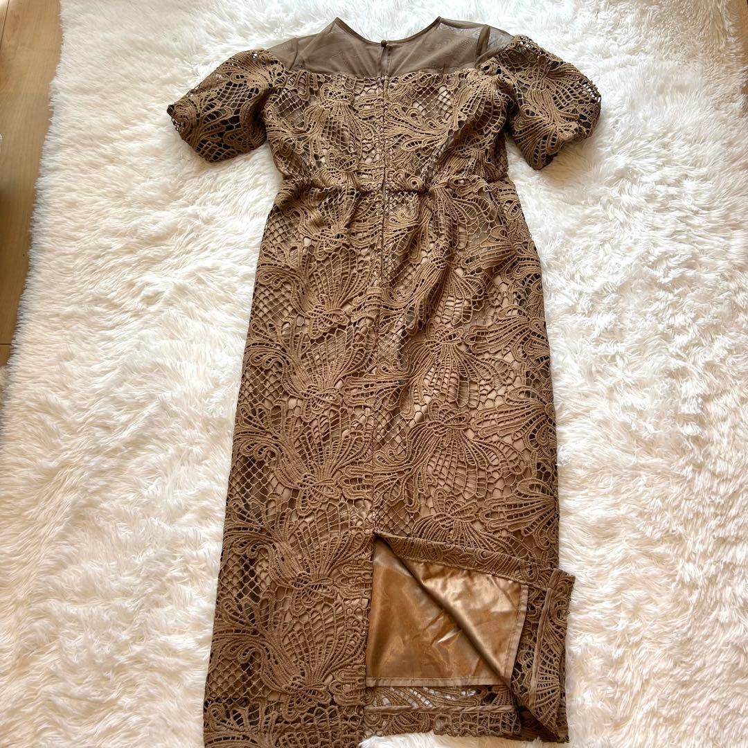 Callarus 結婚式 お呼ばれドレス ケミカルレース Lサイズ ボリューム袖