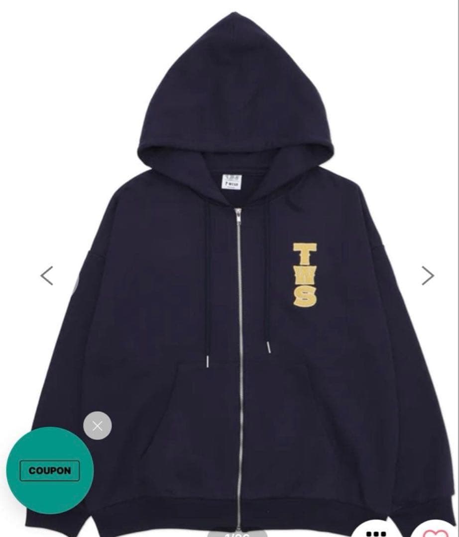 WEGO TWS　グラフィックZIPパーカー　ネイビーL