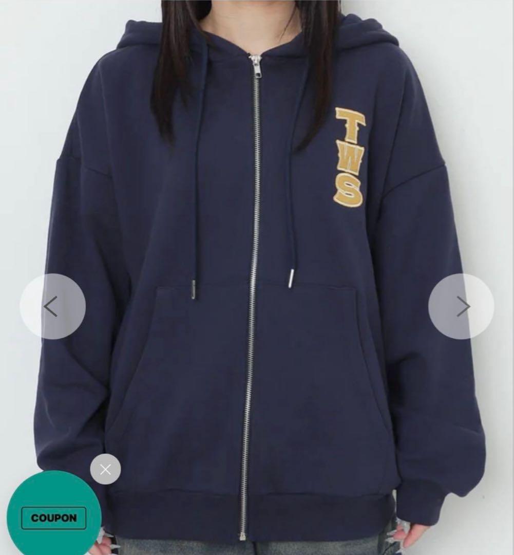 WEGO TWS　グラフィックZIPパーカー　ネイビーL