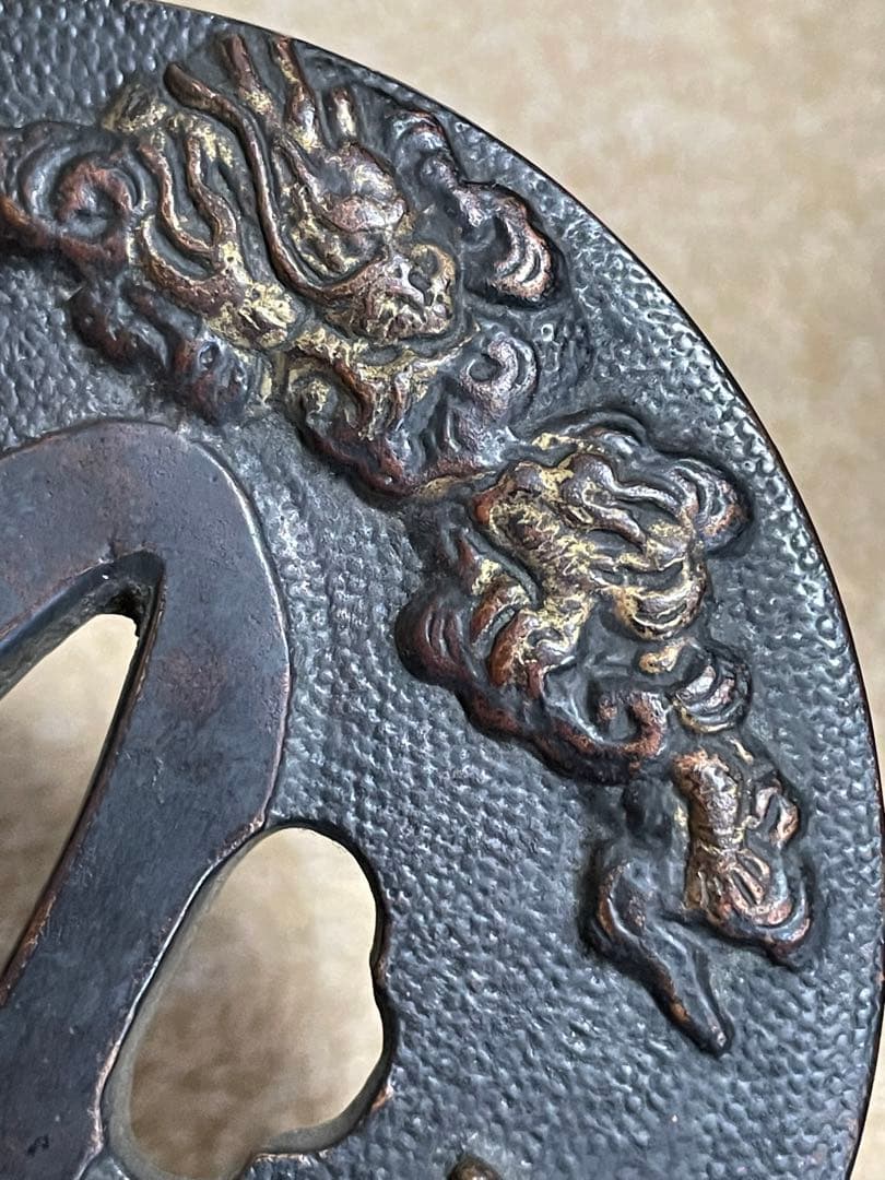 ■江戸後期金工師在銘赤銅鍔■明治期■鍔■日本刀　武具　刀装具　古美術　武士　縁起