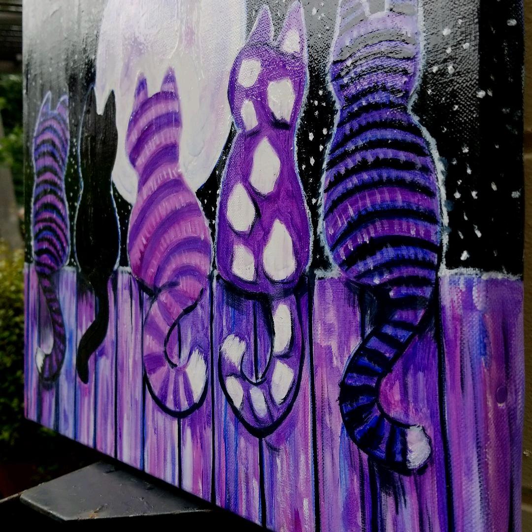 油絵　専用　五つ子の猫のお月見