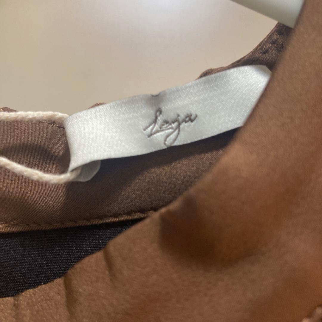 タグ付き　LEja レーススリットAラインロングワンピースドレス　BROWN