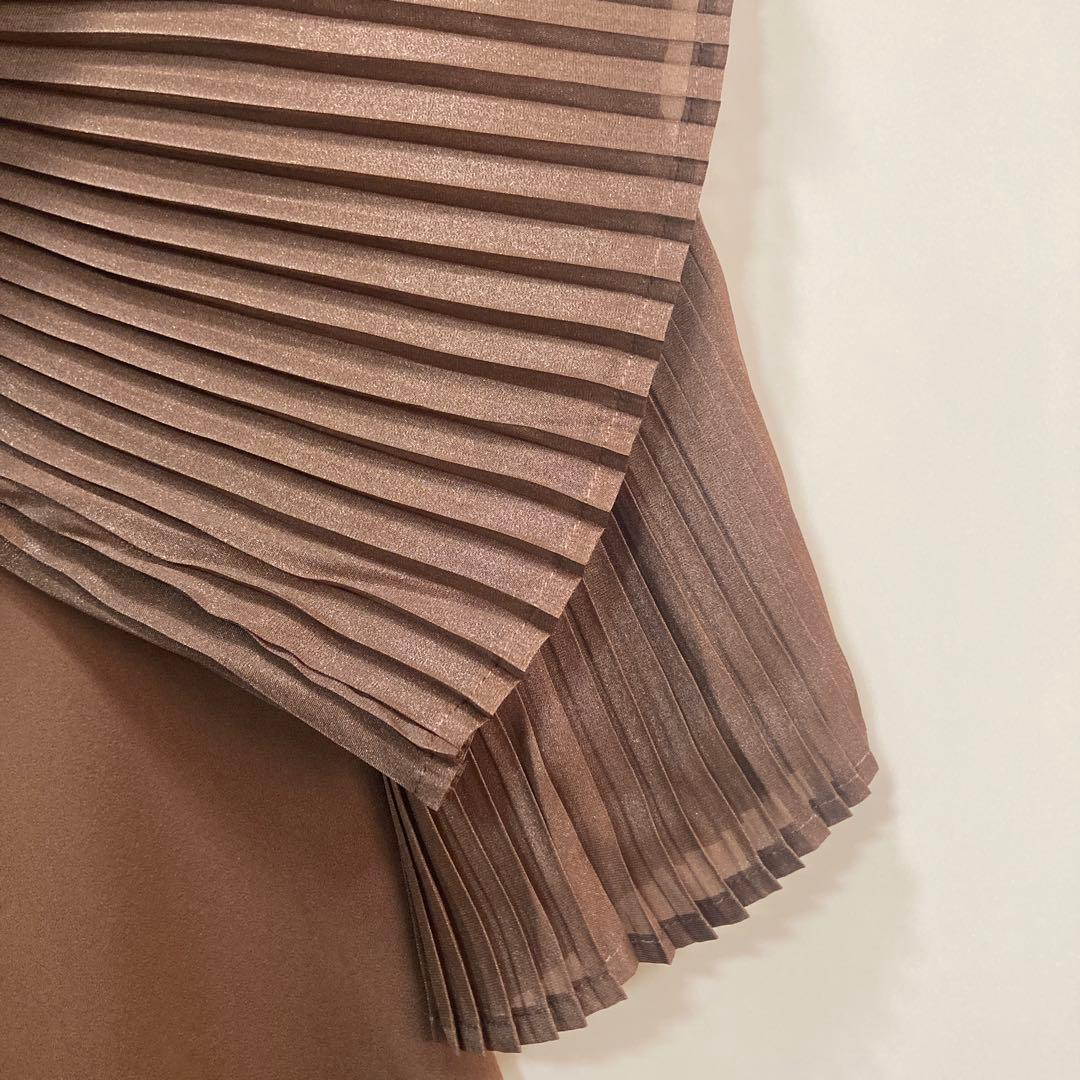 タグ付き　LEja レーススリットAラインロングワンピースドレス　BROWN