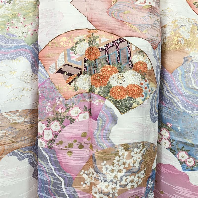 509z26.507y10.帯締め帯揚げ☆ゆめかわ！振袖 古典柄 金駒刺繍 金彩