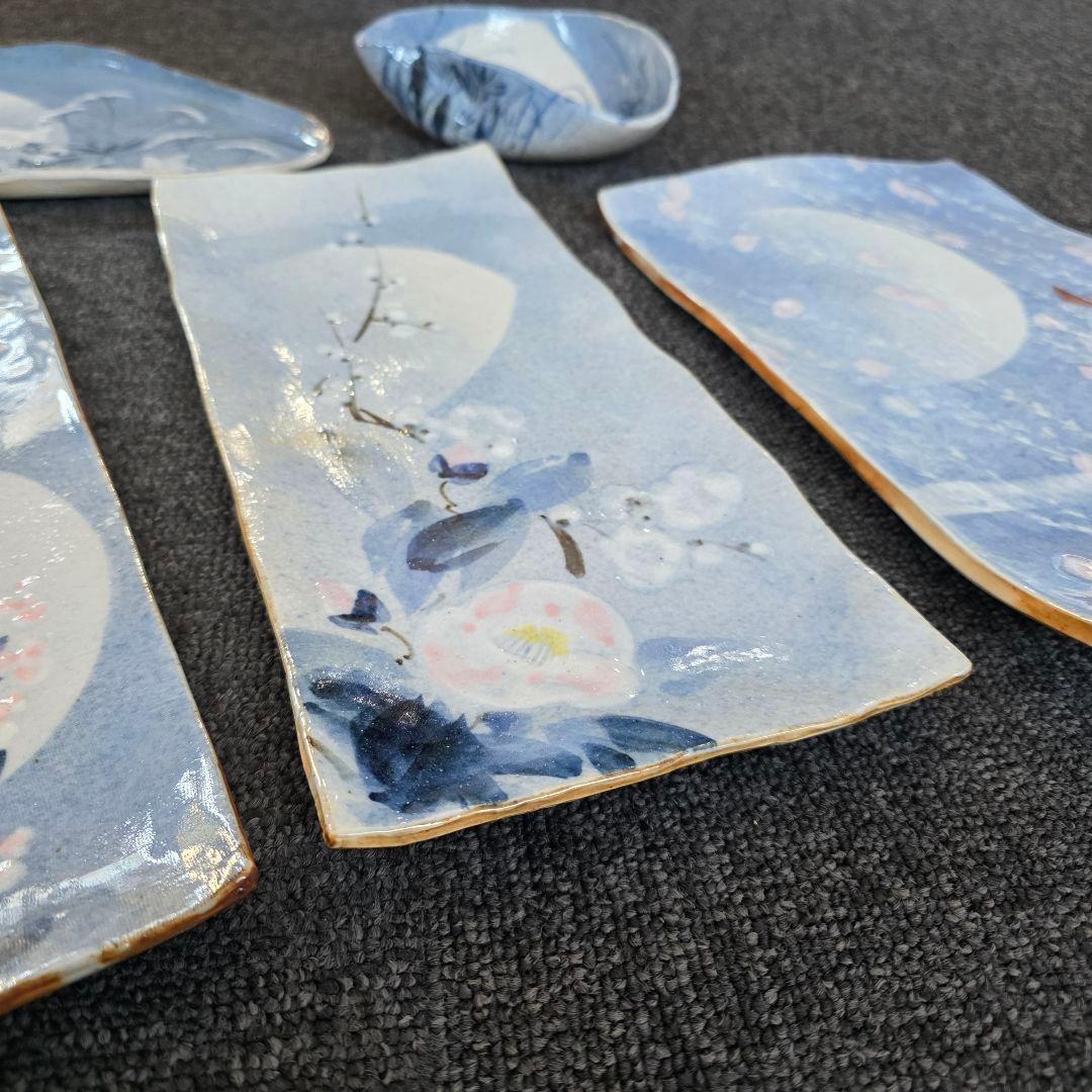 新山光哉　陶器セット　プレート　ボウル　桜　梅　希少