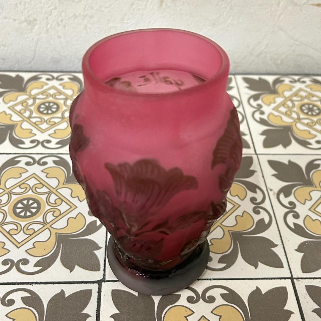 エミールガレ　果実紋　一輪挿し　花瓶　技法スフレ　被せガラス　高さ12cm