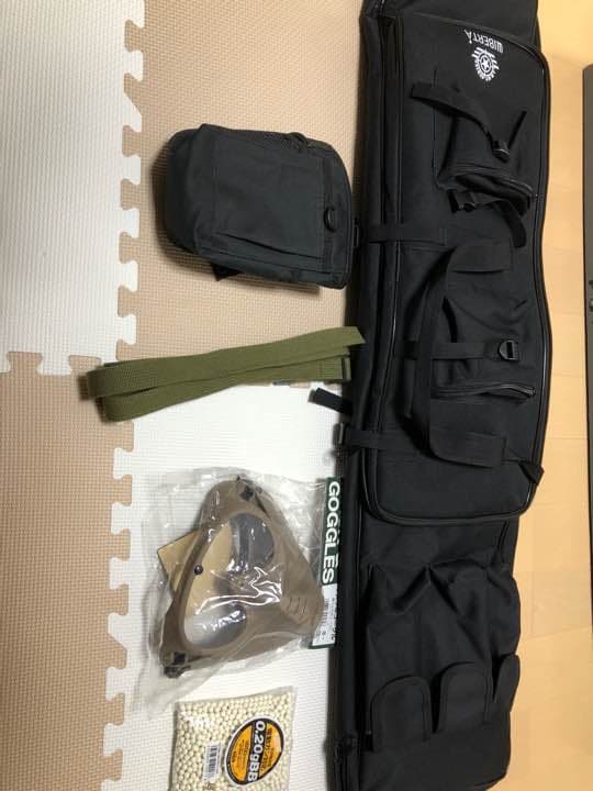 サバゲーセット(VSR-10+MP5A5+ダブルガンケース+腰袋+ゴーグル+玉)