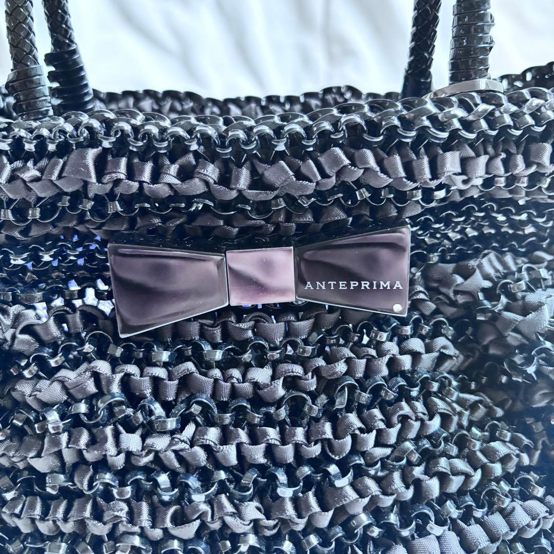 【美品】✨アンテプリマ ワイヤーバッグ　ブラック　リボン