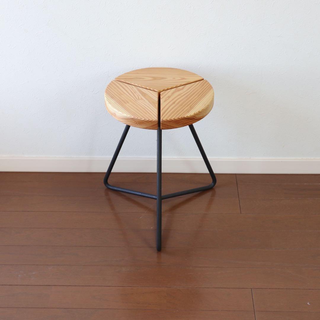 アイアンスツール　杉座面