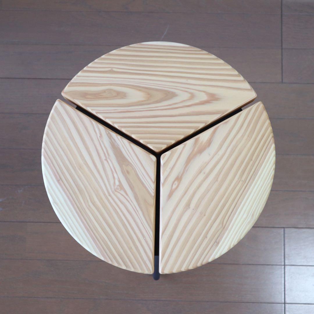 アイアンスツール　杉座面