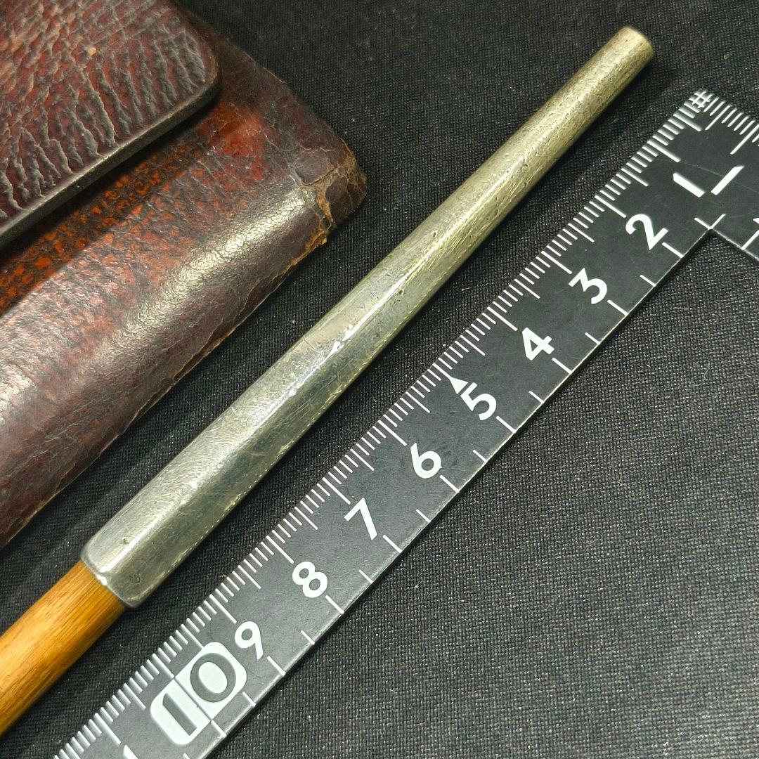 銀製煙管 網代筒 本革タバコ入れ 古銅細工金具 明治ガラス緒締玉 コレクター放出