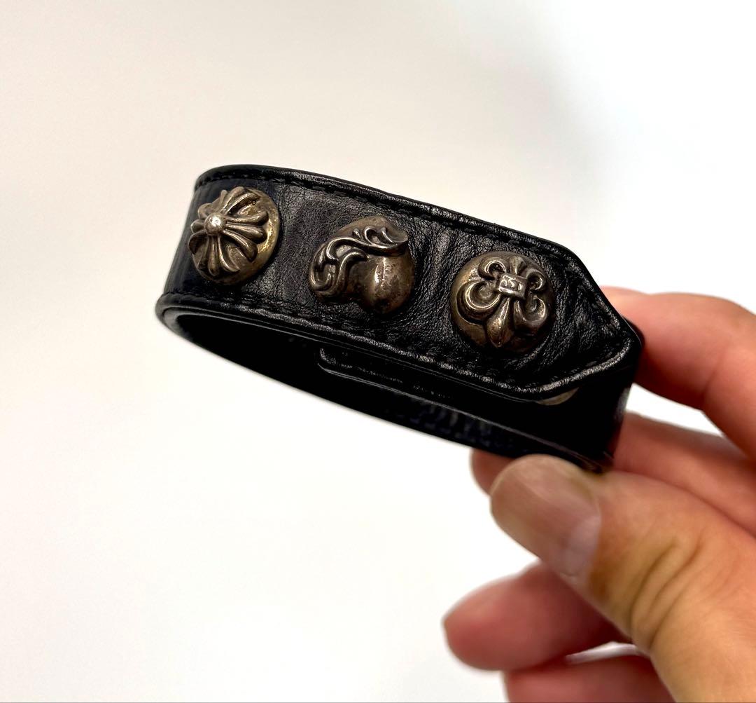 L*A様 Chrome Hearts シルバー銀製ブラックレザーバングル
