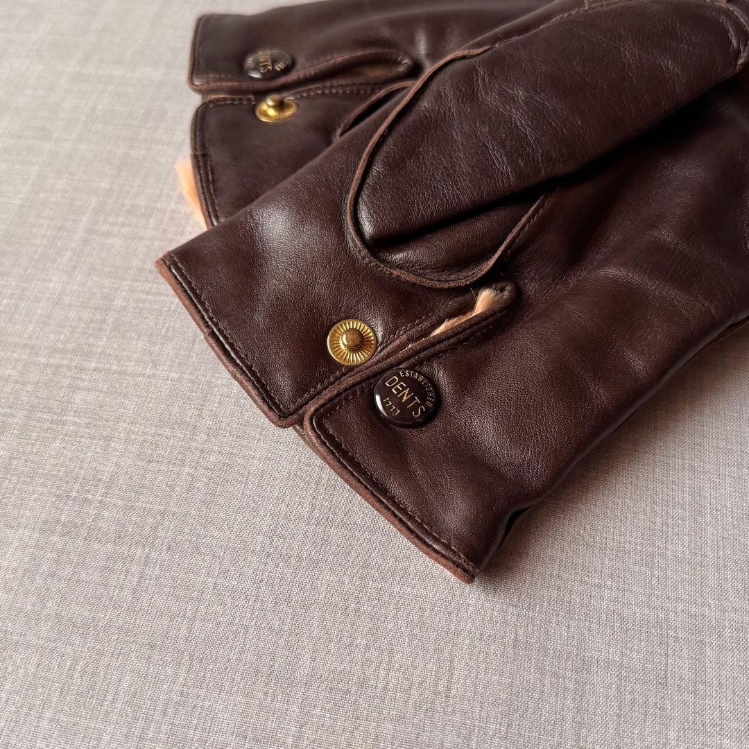 DENTS デンツ 内ファー レザーグローブ ブラウン