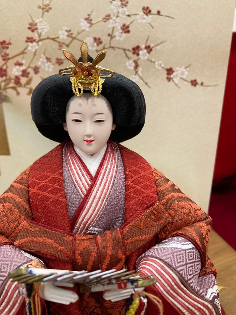 久月作 立雛人形 紫・赤