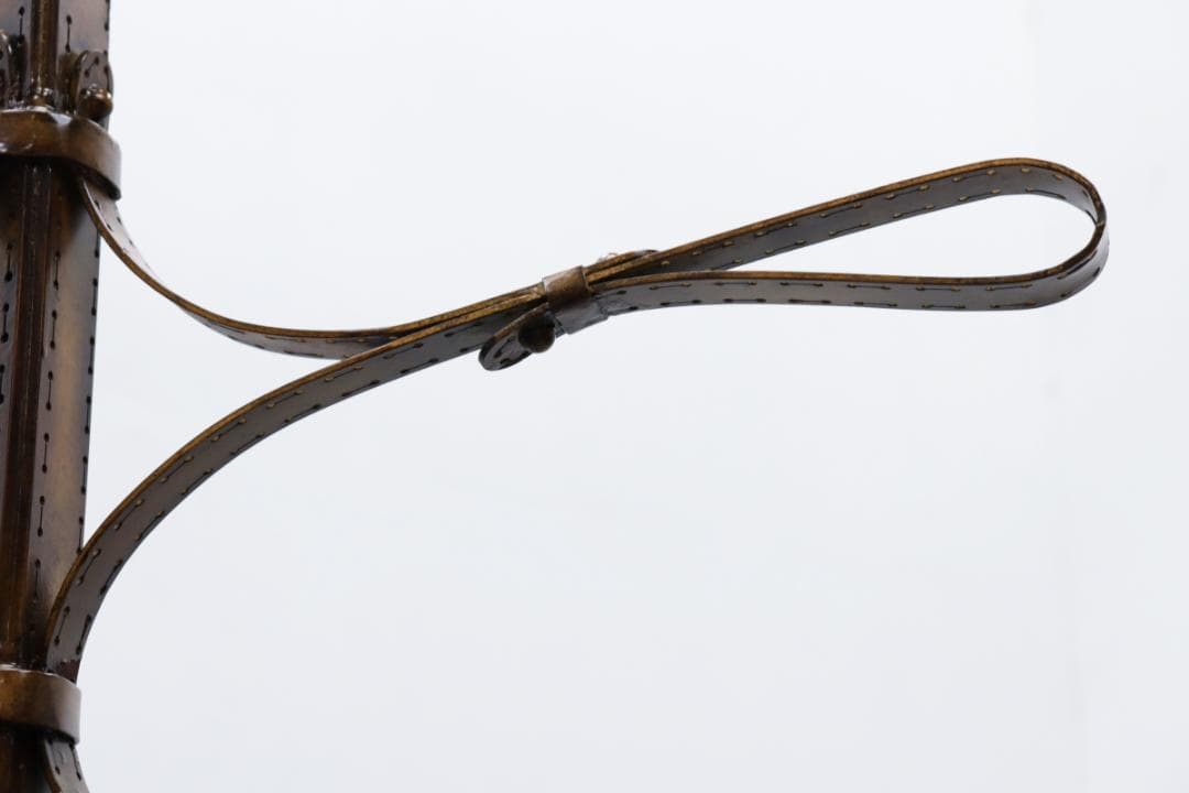 アイアン レザーベルト風 コートスタンド ハンガーラック 服 収納 ヴィンテージ