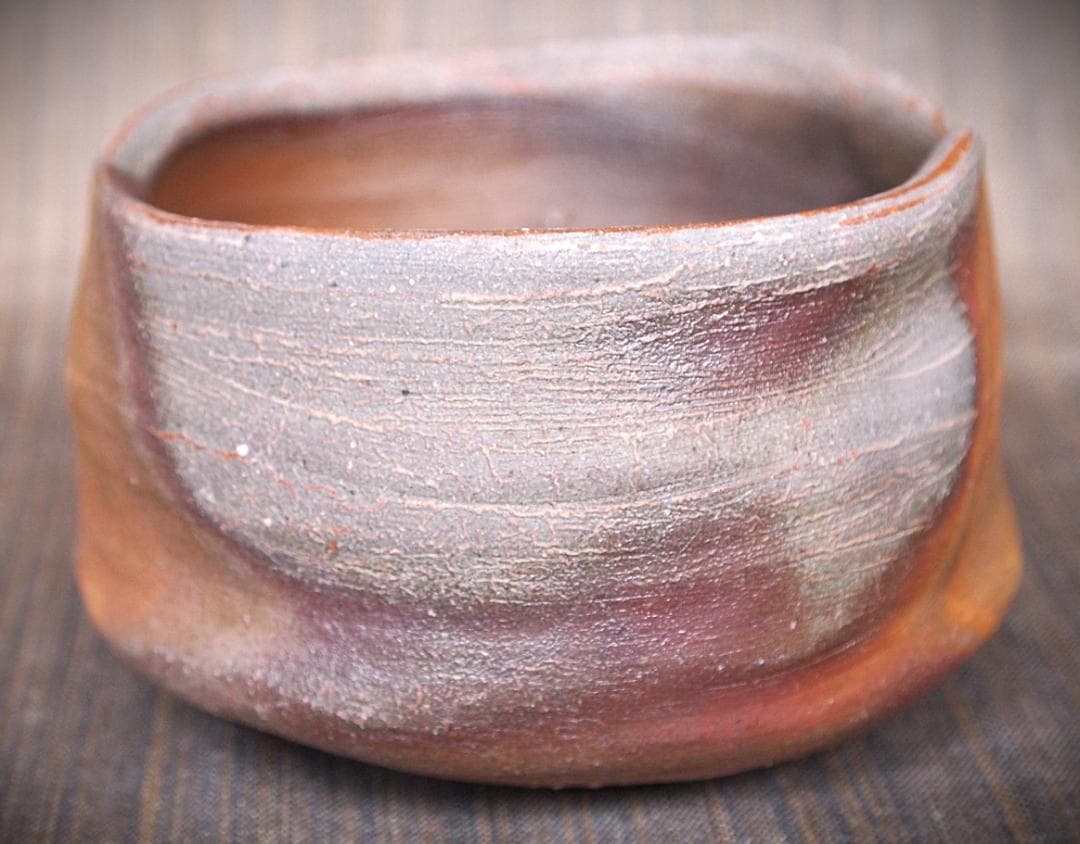 人気作家★中村和樹【師：中村真・中村六郎】★備前【窯変】茶碗A★共箱・布