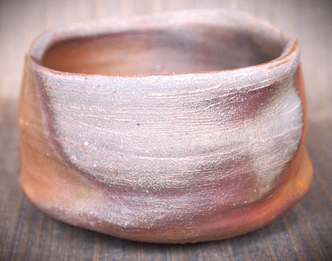 人気作家★中村和樹【師：中村真・中村六郎】★備前【窯変】茶碗A★共箱・布