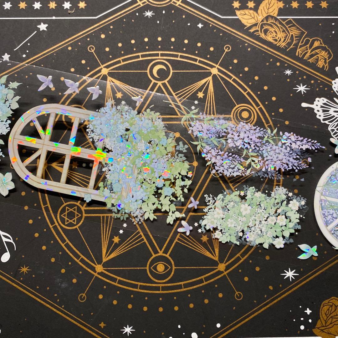 【9296】海外　マステ　中古巻　貝殻光マスキングテープ　半透明　窓