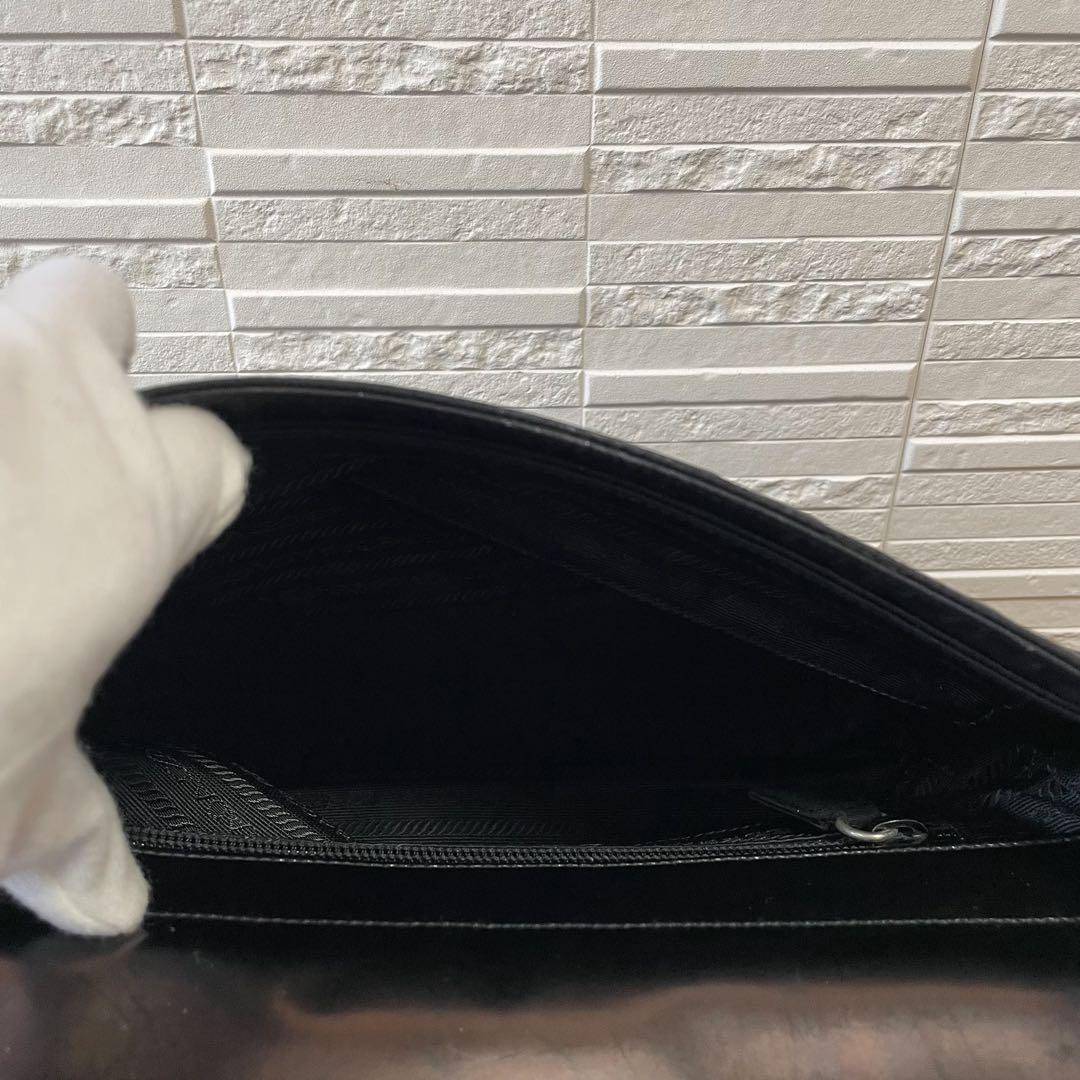 良品 プラダ ナイロン×レザー ワンショルダー バッグ フラップ ブラック.