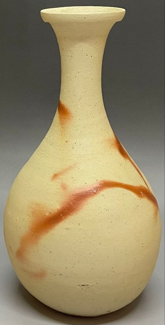 人間国宝　伊勢崎淳　緋襷花入　箱付(四方桟) 　U901