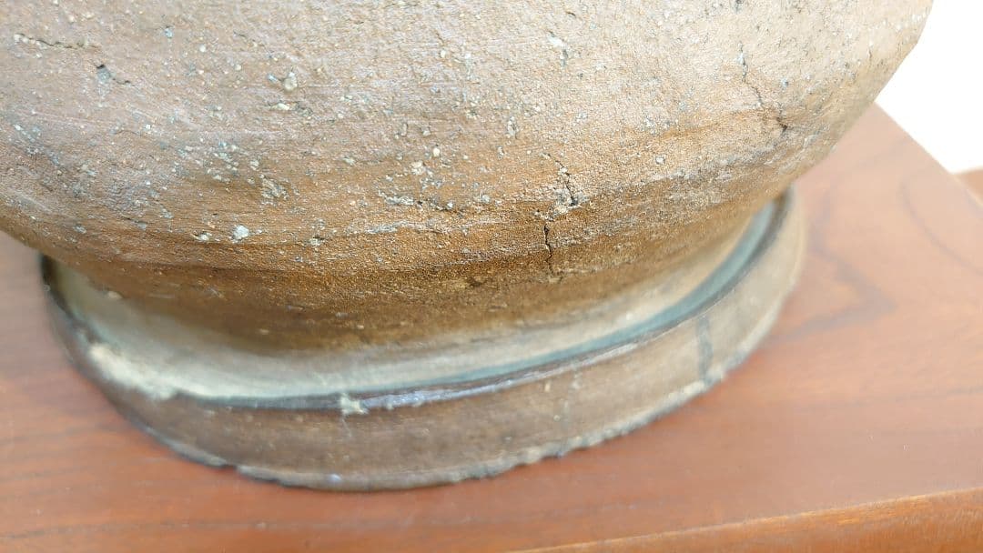 越前焼　茶道具　アンティーク陶器　水指　小壺　飾壺　漆器蓋　鎌倉　金沢茶会　１客