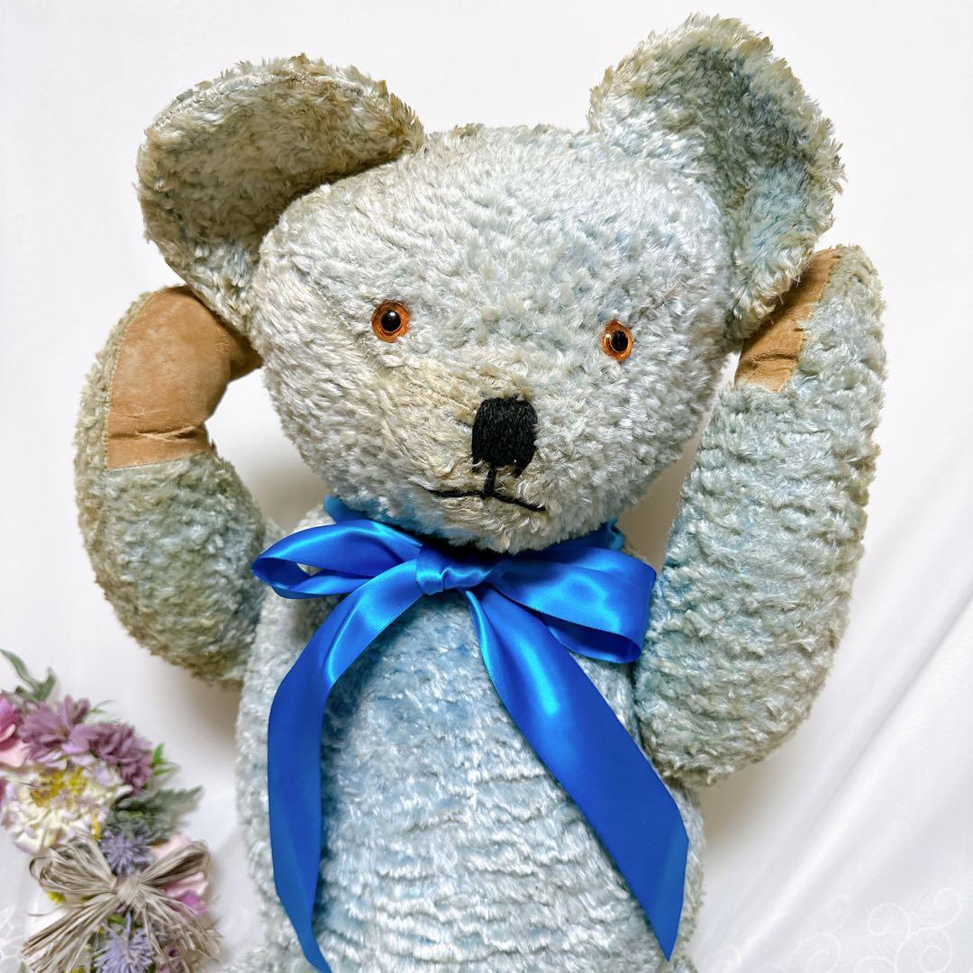 ✨レア✨❤️特大❤️ブルーのアンティークベア　イギリスアンティークテディベア