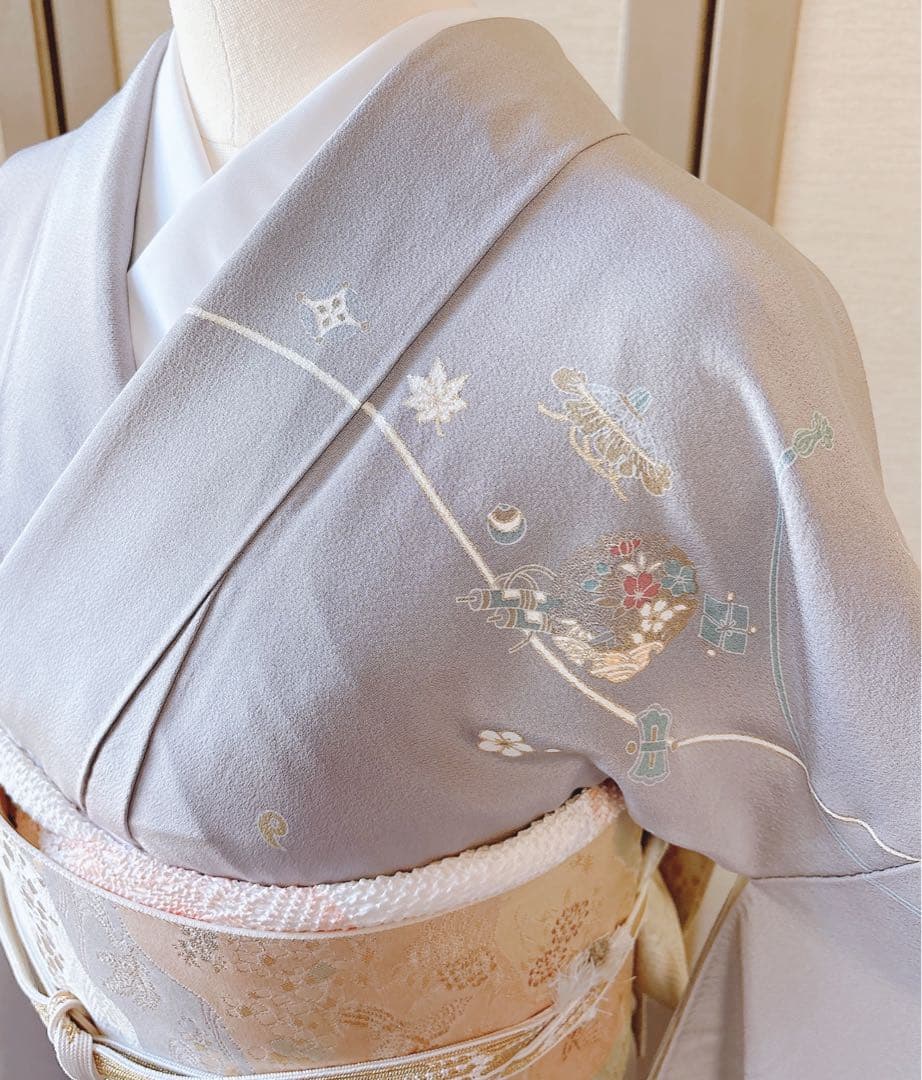 訪問着　フルセット　裄66 67 友禅 友禅　水色 卒業式　入学式　お宮参　袋帯