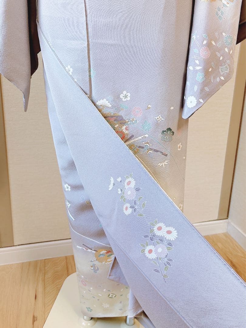 訪問着　フルセット　裄66 67 友禅 友禅　水色 卒業式　入学式　お宮参　袋帯