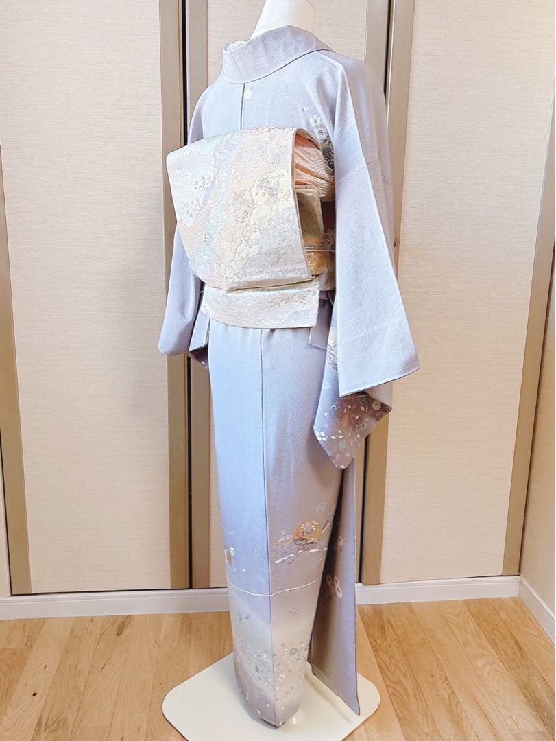 訪問着　フルセット　裄66 67 友禅 友禅　水色 卒業式　入学式　お宮参　袋帯