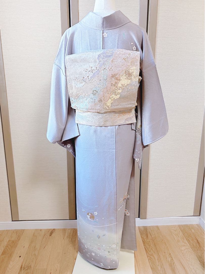 訪問着　フルセット　裄66 67 友禅 友禅　水色 卒業式　入学式　お宮参　袋帯