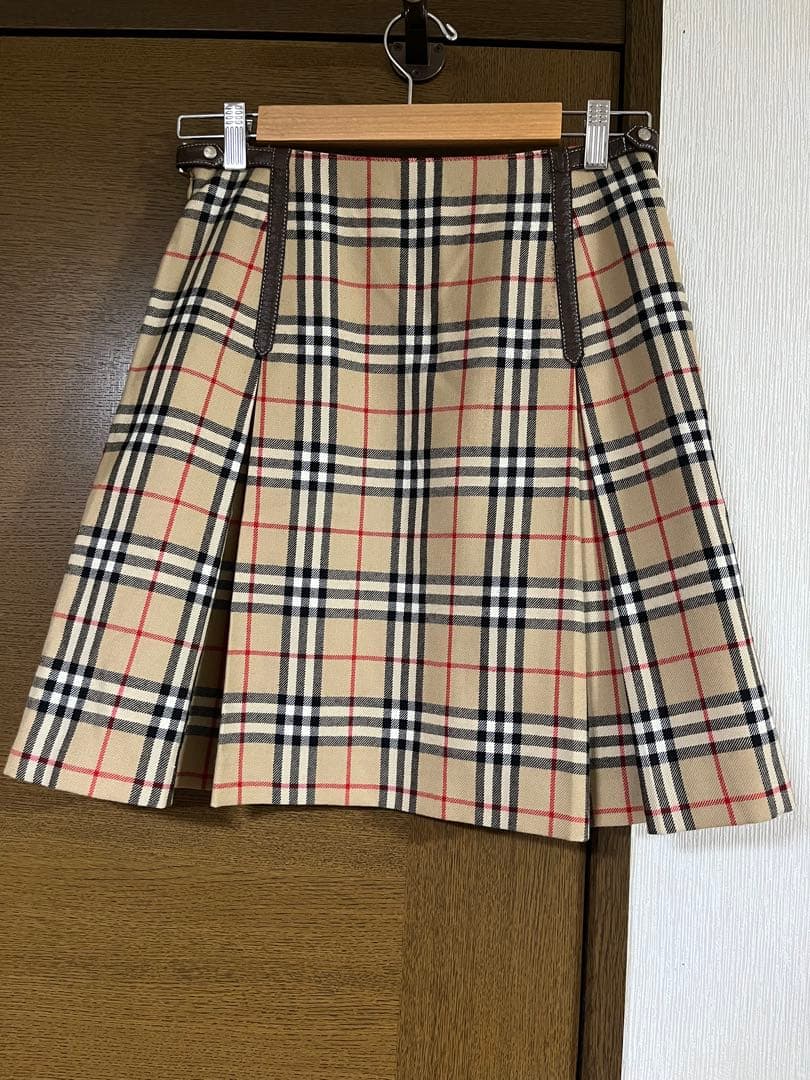 バーバリー ブルーレーベル ウール プリーツスカート ノバチェック S