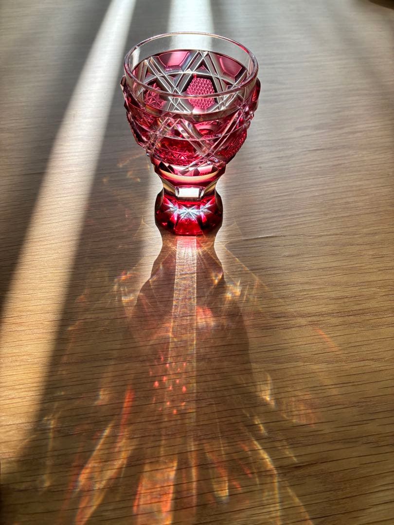 薩摩切子　薩摩びーどろ工芸　馬上杯　ぐい呑み　金茶