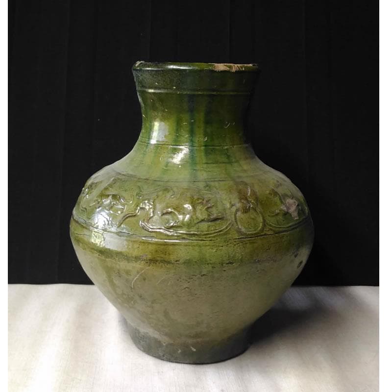 c194 中国 漢 緑釉 壺 漢時代 中国古玩