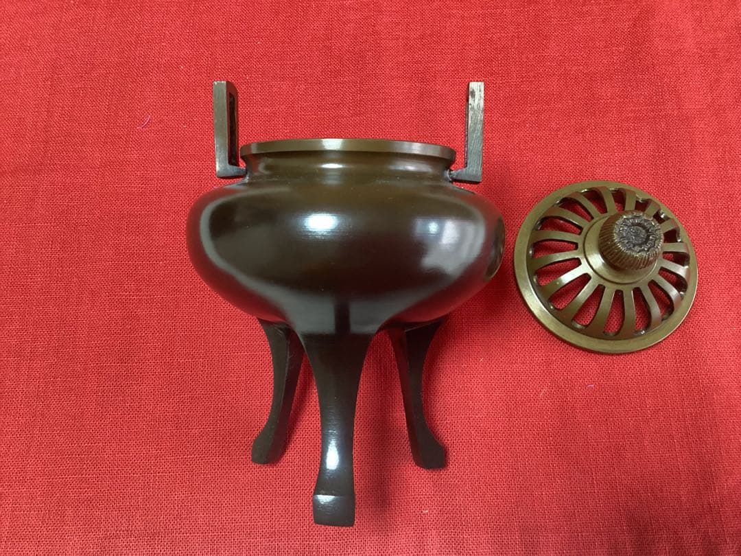 【未使用・極美品】高岡銅器　利休長足香炉