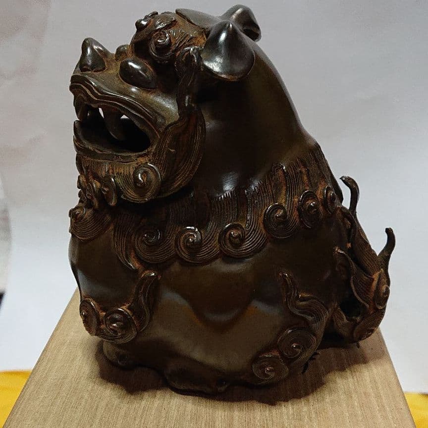 作家物金工師高橋阿子作蝋形鋳銅獅子伏香炉未使用品☆4月31日迄御値引き販売中☆