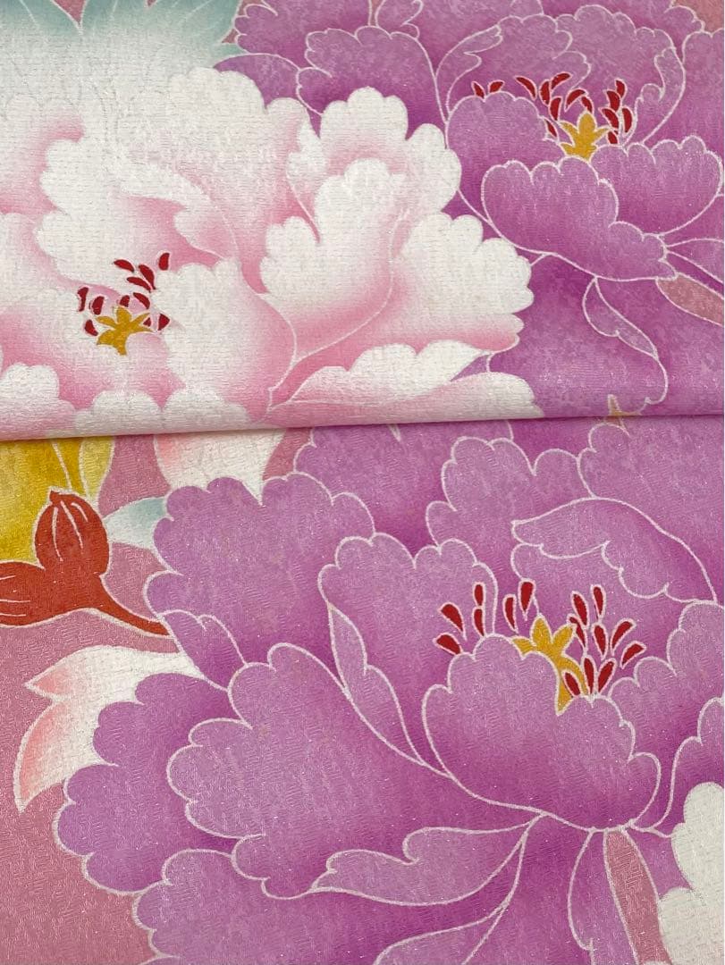 振袖 豪華 銀通し 刺繍 紋意匠 牡丹 身丈166cm 撥水加工済