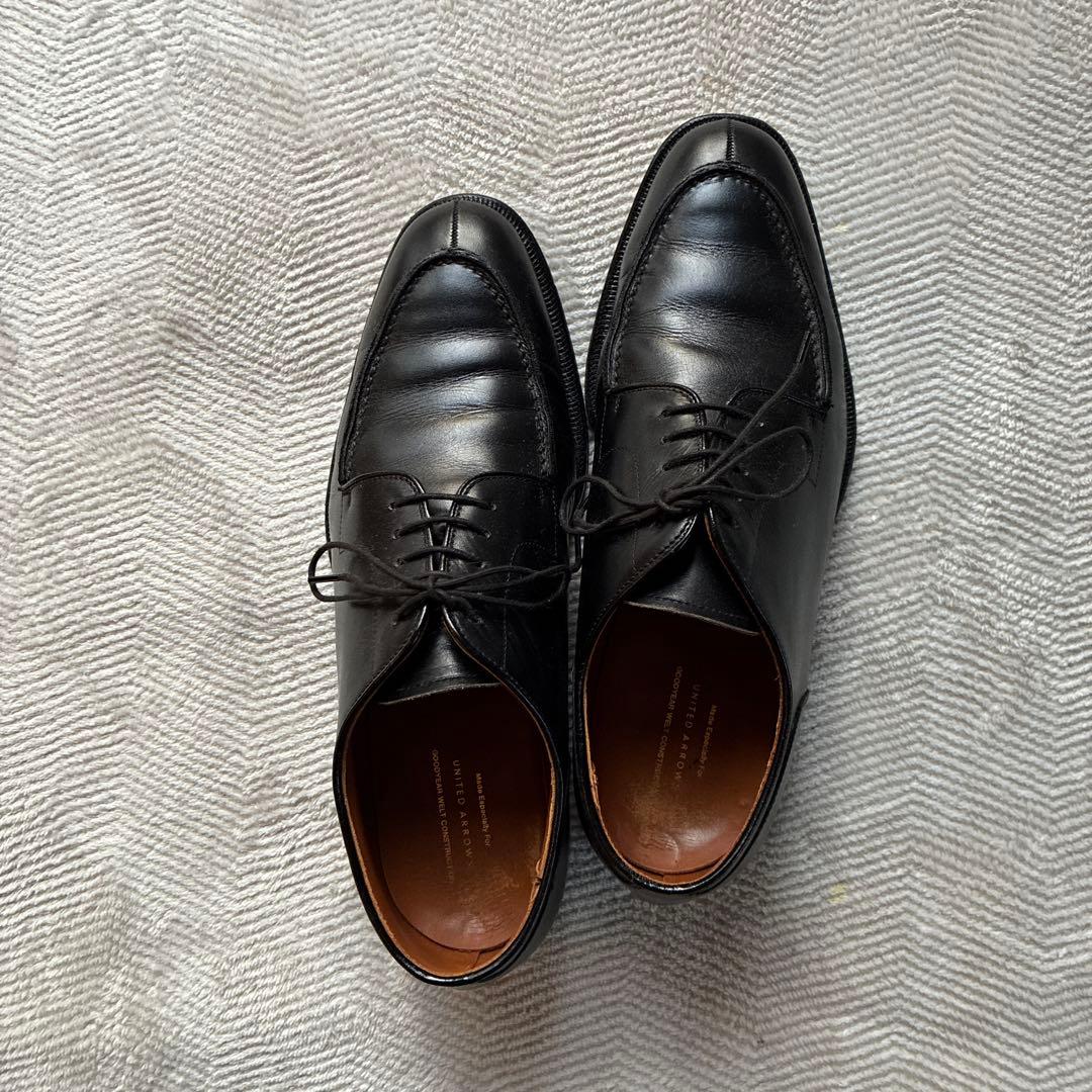 ユナイテッドアローズブラックレザー ドレスシューズ Uチップ