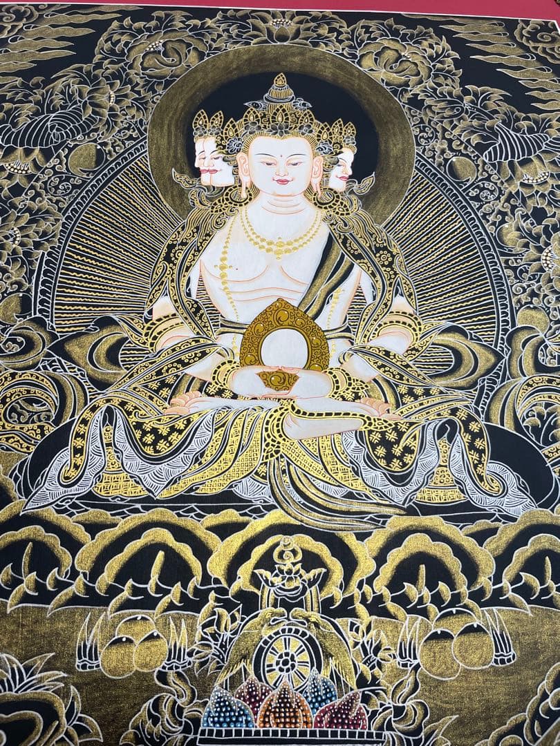 《 チベット密教　1点物 》 手描き　曼荼羅　大日如来　秘仏　至宝　仏教　密教