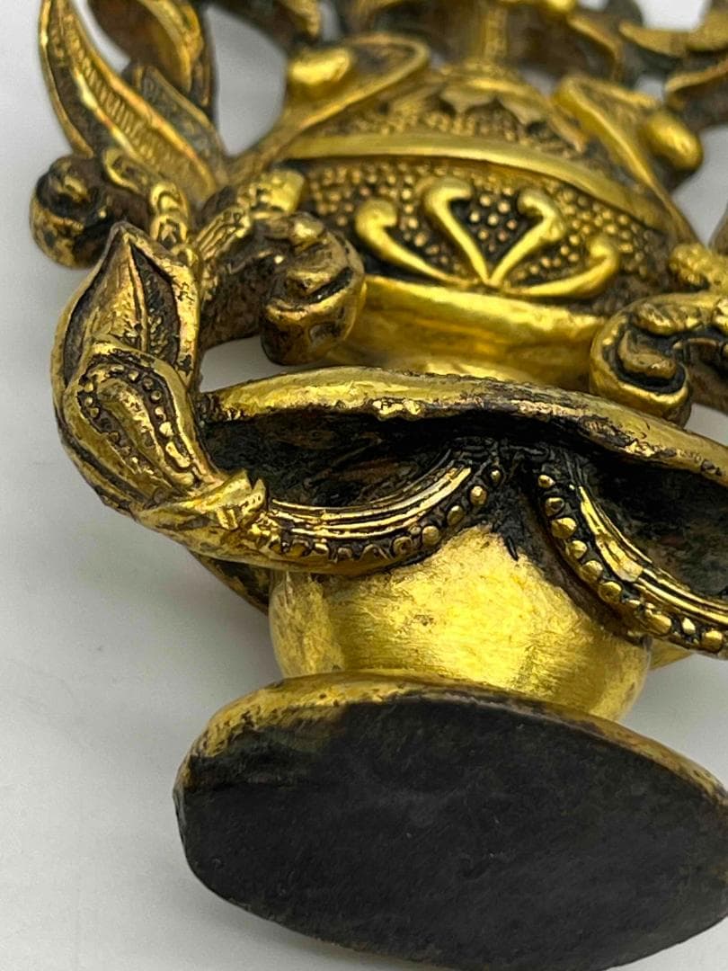 唐時代　铜鎏金 金仏塔 財宝塔 金銅仏具　金宝葫芦塔　仏教用品(B-104④)