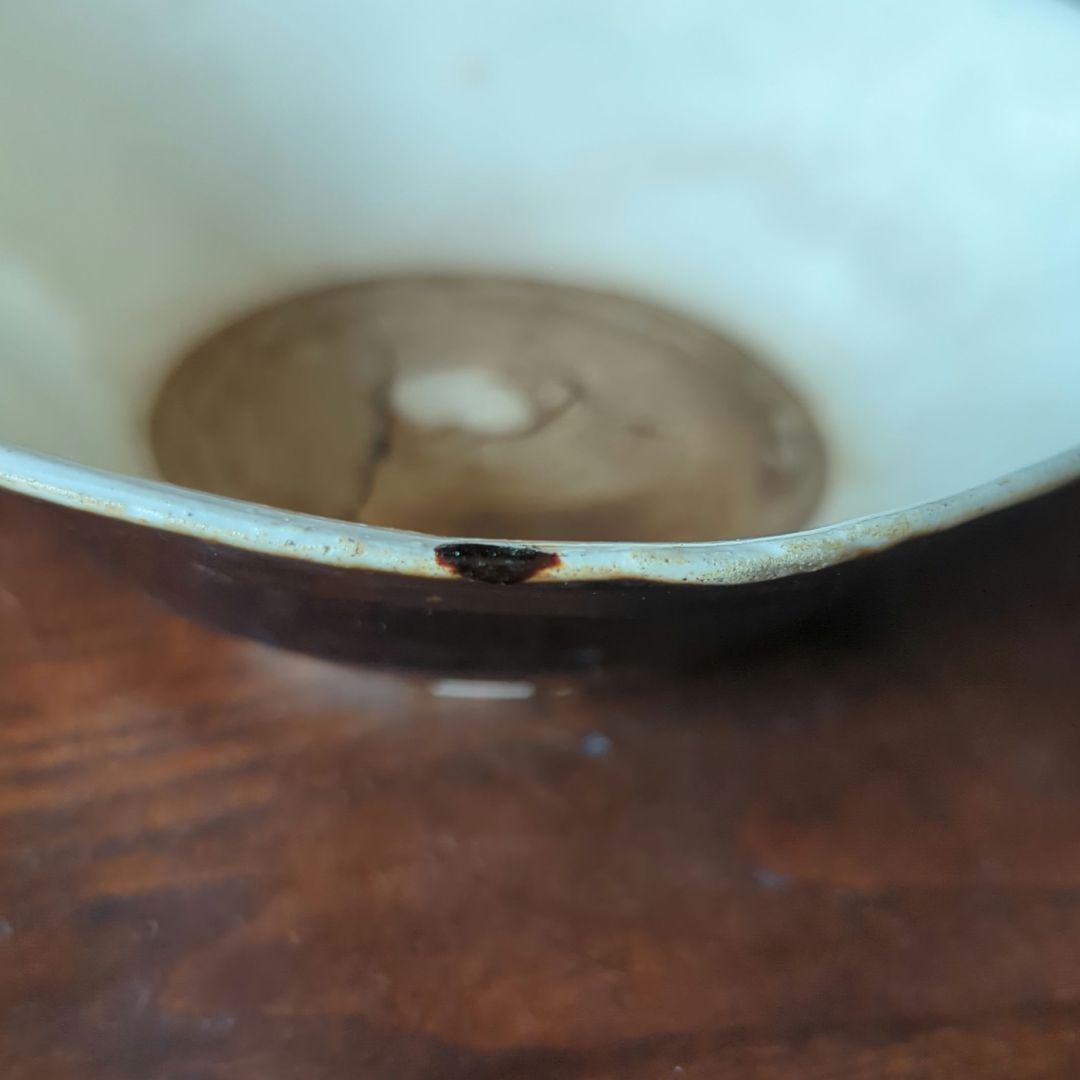 磁州窯茶碗 絵高麗形 天目釉、白釉 蛇の目釉剥ぎ 元〜明