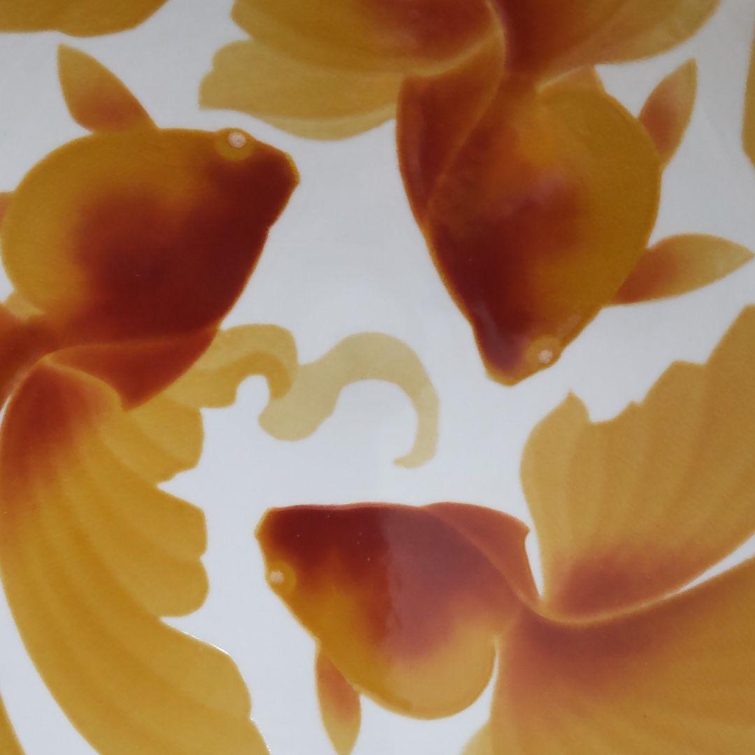 九谷焼作家　宮本雅夫作　【黃地紅彩金魚文鉢】【美術品】【芸術作品】