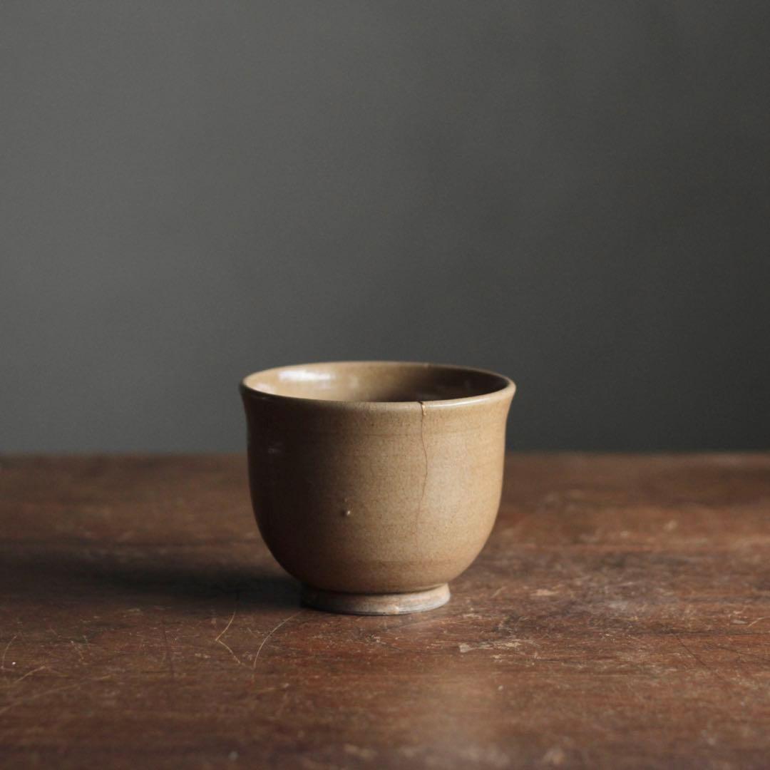 灰釉 筒茶碗 茶道具 古道具 アンティーク 茶碗