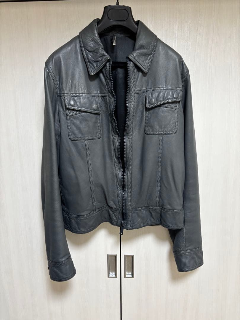期間限定 Dior Homme 06AW クロスポケットレザージャケット グレー